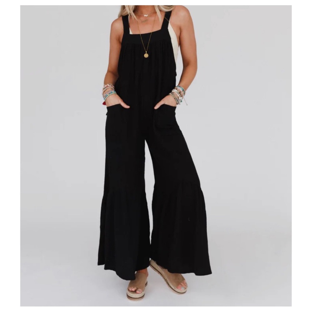 25 Boho Wide Leg Ruffle Hem Jumpsuit - Picture 6 of 6
